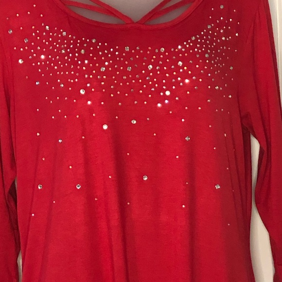 NWT Glitterscape Red Sharkbite Top Size M - Picture 6 of 8